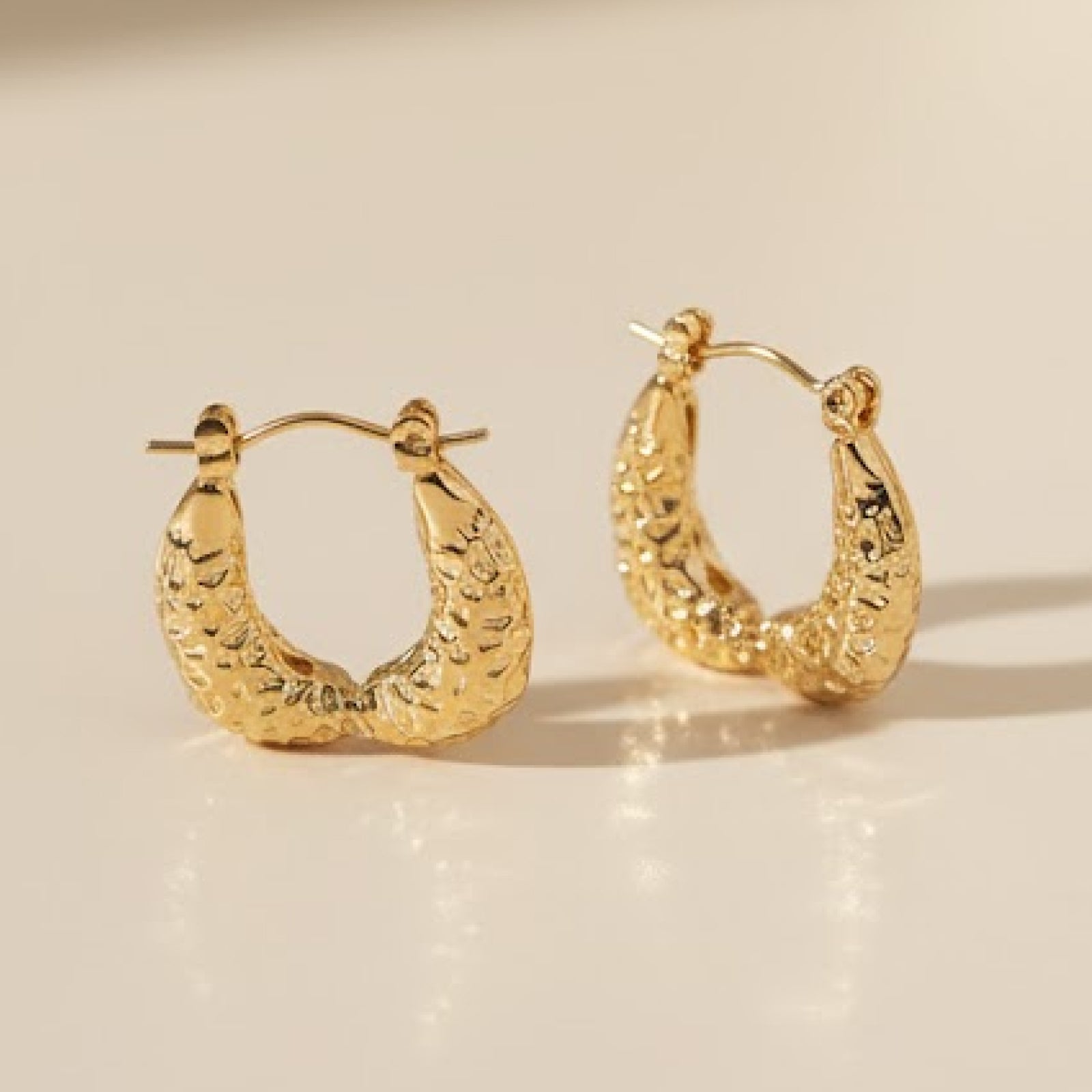 Chunky Dimpled Gold Hoops