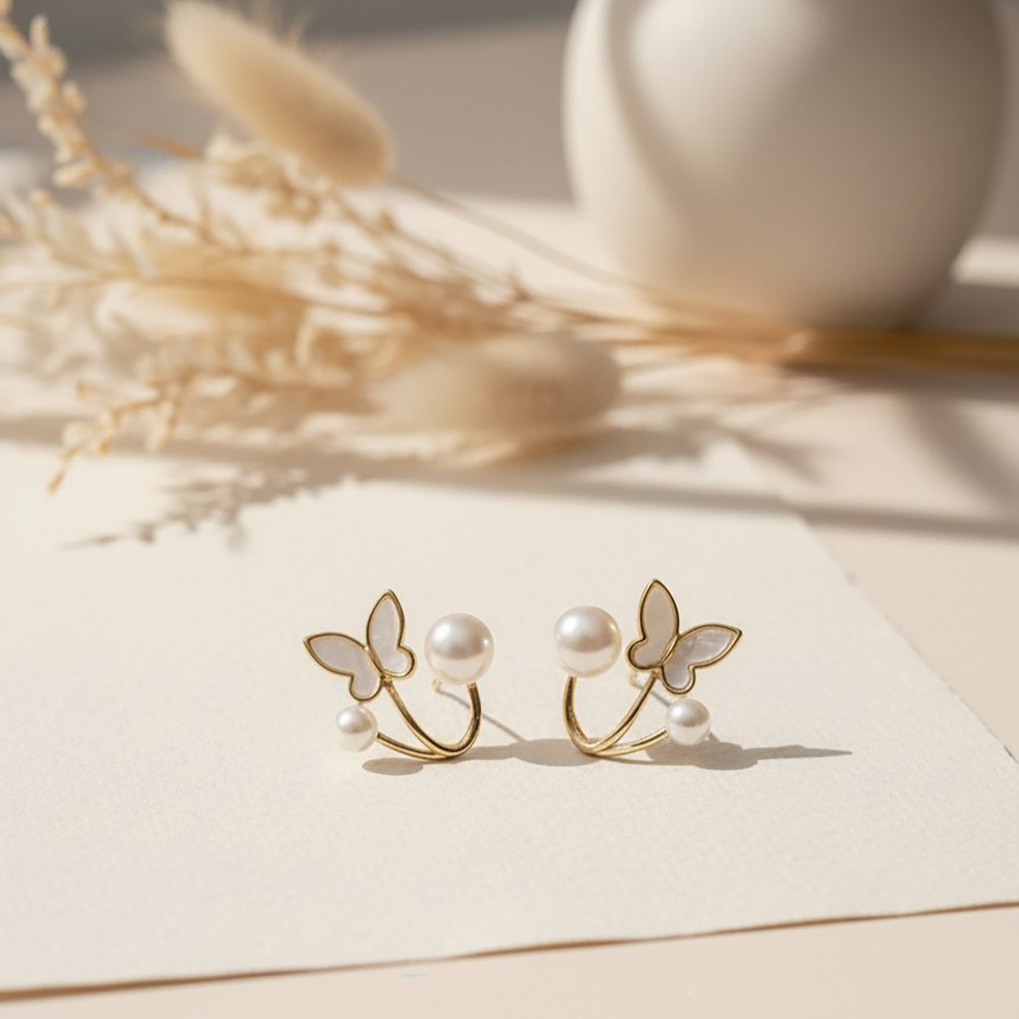 Butterfly Pearl Duo Studs