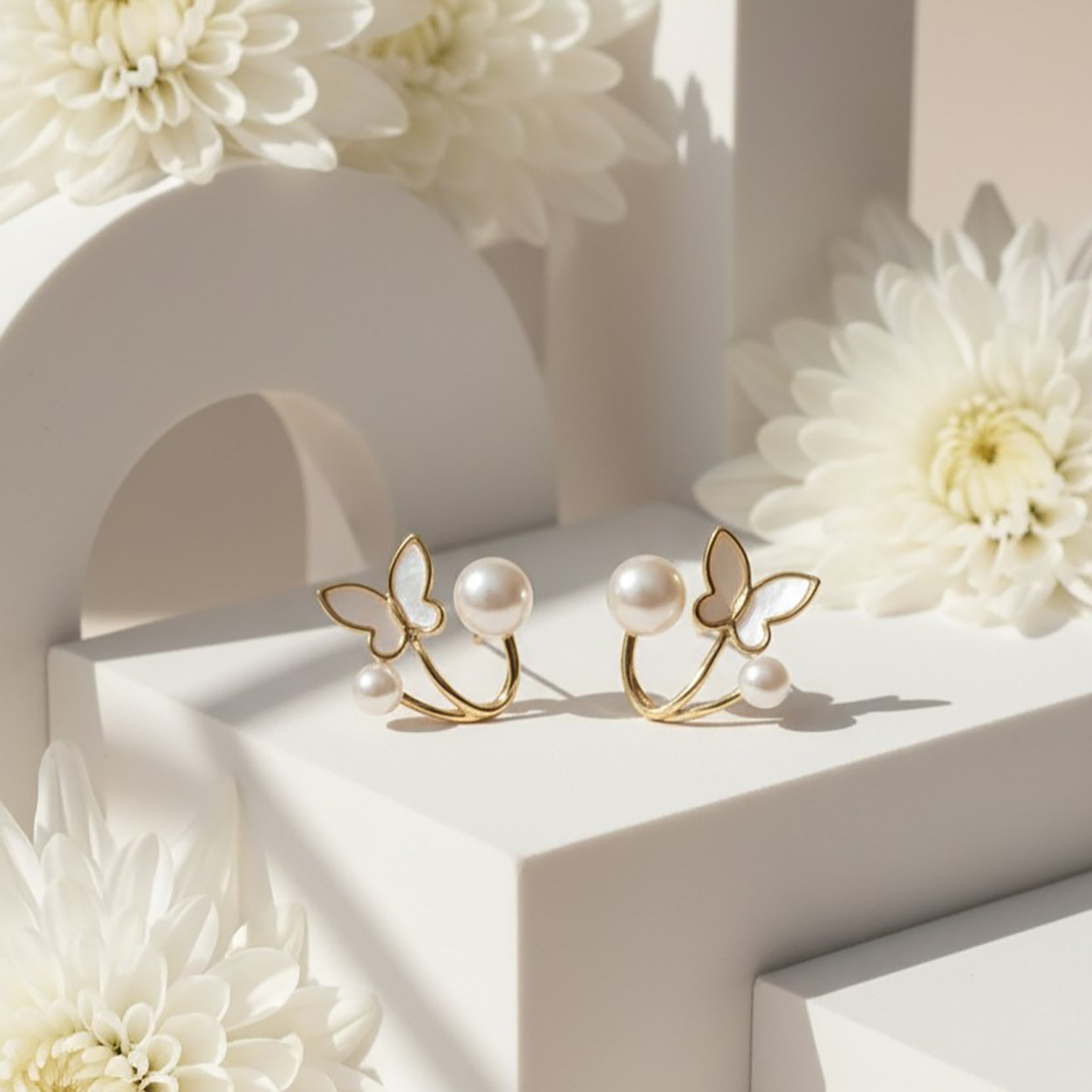 Butterfly Pearl Duo Studs