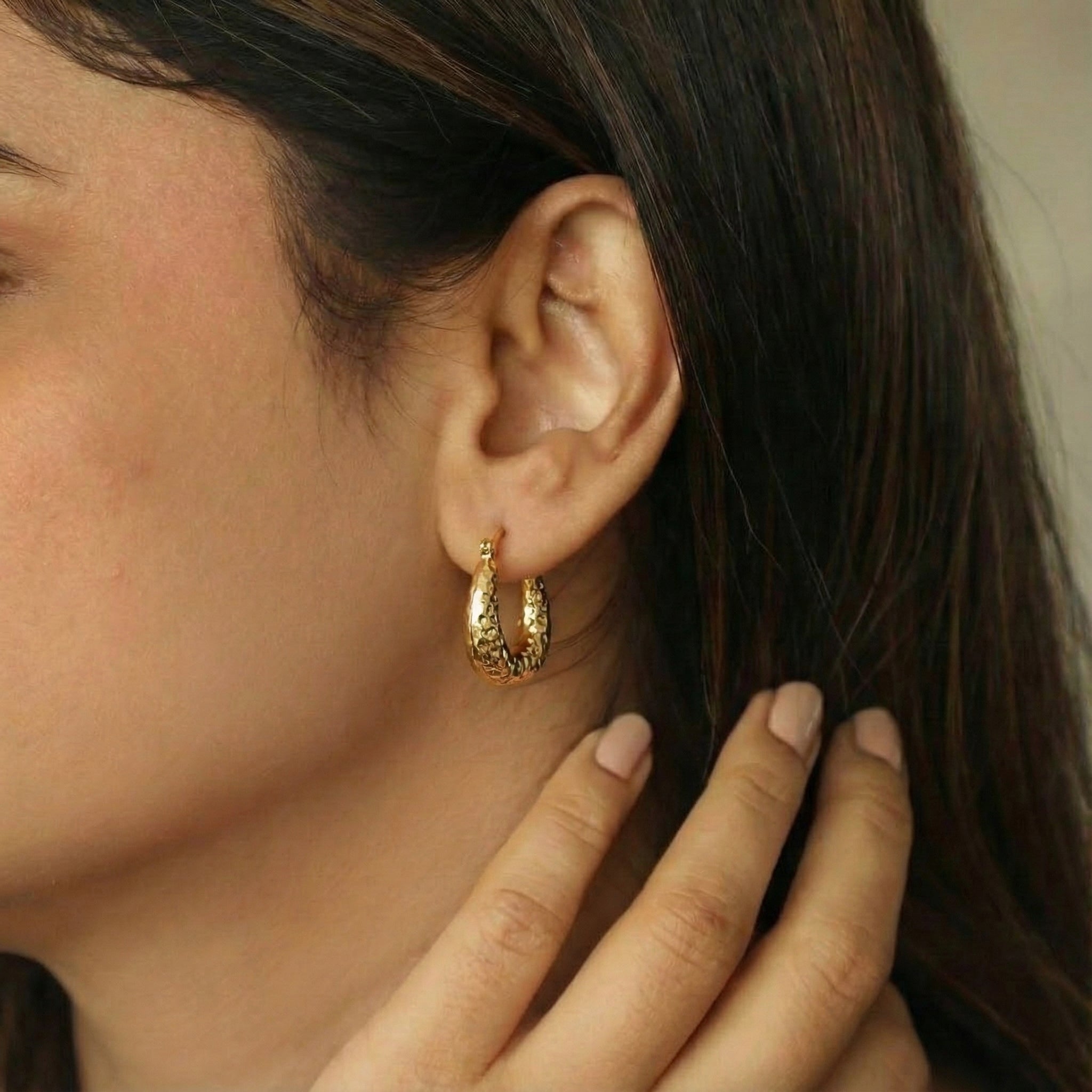 Chunky Dimpled Gold Hoops