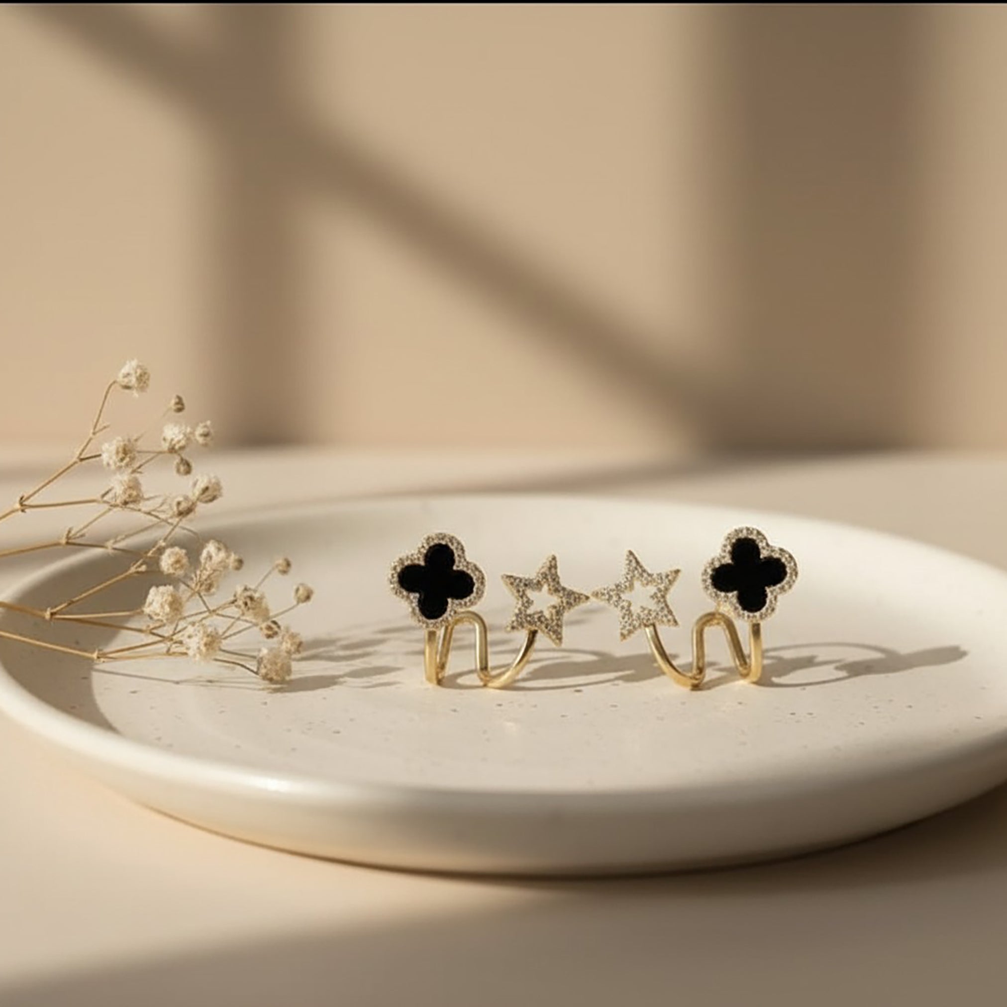 Black Clover & Open Star Studs