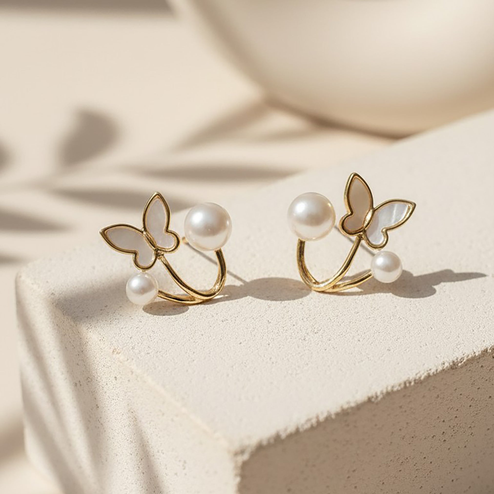 Butterfly Pearl Duo Studs